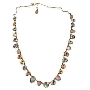 Gemstone Rhinestone Necklace Multicolor Geometric Crystals Necklace 8'' x 13.5''